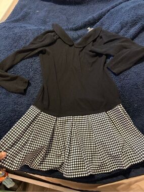 Ralph Lauren Black Top with Black-and-White Houndstooth Skirt Dress